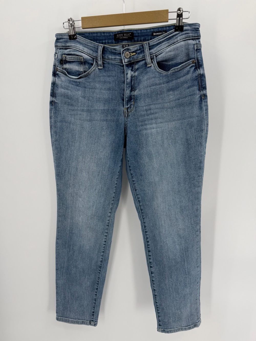 Judy Blue Jeans Womens 9/29 Boyfriend Fit Blue Stretch Denim JB82335LT READ